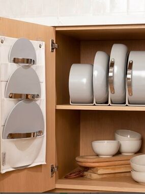 Caraway Cream Canvas Pot Lid Holder/Organizer NWOT